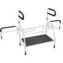 WISDEER Bed Step with Handle for Elderly Adults Double Safe Deluxe Step Stool Footstool with Dual Handle Bed Rails for Elderly Adults Handrail, Height Adjustable. Padded Non-Slip Hand Grips-White