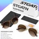 STGATN 2 Packs Round & Aviator Polarized Sunglasses for Women Men UV400 Protection (A. Round Matte Tortoise/Gradient Brown + Aviator Gold/Gradient Brown)