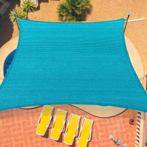 12'x16' Sun Shade Sail Curved Commercial Outdoor Shade Cover Turquoise Rectangle Heavy Duty Permeable 185GSM Outdoor Shades for Patio Garden Sandbox, 12' x 16' Standard