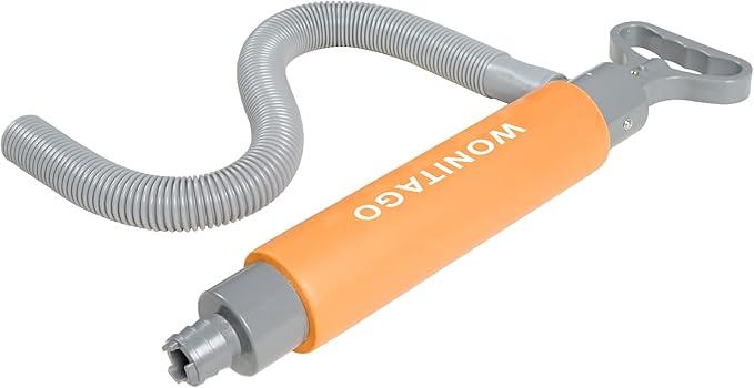 Manual Bilge Pump for Kayak, Canoe and Boat, 17" Portable Siphon Hand Water Pump for Kayaks with Reversible Hose, Orange
