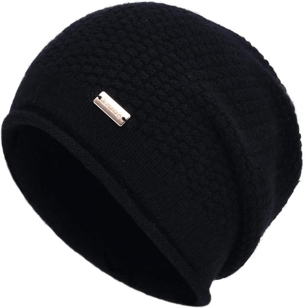 jaxmonoy Slouchy Beanies for Women Winter Soft Warm Hat Skull Cap Ladies Slouch Knitted Beanie Knit Hat for Women (Black)