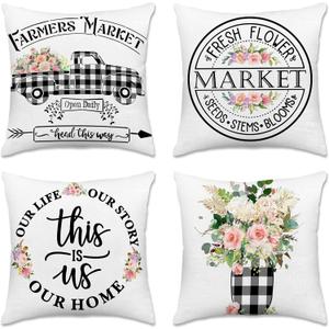 Hexagram Throw Pillow Covers 18x18, Outdoor Farmhouse Pillow Covers