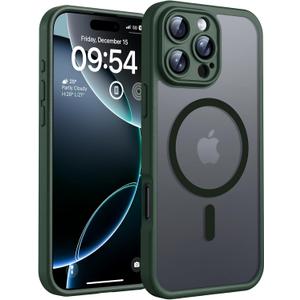TOCOL for iPhone 16 Pro Max Phone Case Compatible with Magsafe Full Camera Protection Drop Protection Magnetic Translucent Matte Back Bumper Phone Case for 16 Pro Max 6.9-Inch (Alpine Green)