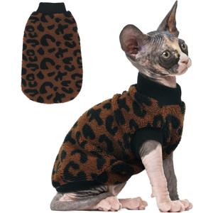 PUMYPOREITY Winter Warm Cat Sweater - Super Soft & Elastic Knit with Plush Fleece, Easy-On Design with Ribbed Neck & Cuffs, Stretchy Cat Outfit for Indoor/Outdoor Use, L