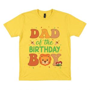 Dad Of The Birthday Boy Lion Family Party Decorations T-Shirt (Large,Yellow)