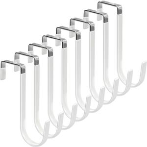 FYY Over the Door Hooks, 8 Pack Door Hangers Hooks with Rubber Prevent Scratches Heavy Duty Organizer Hooks for Living Room, Bathroom, Bedroom, Kitchen Hanging Clothes, Towels, Hats, Coats, Bags White