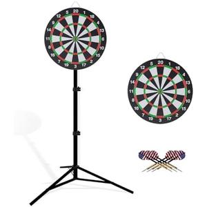 Dartboard with Stand, 34"-74" Adjustable Height Dartboard Stand, 18" Dart Board, Sturdy Tripod, Portable Design with 6 Darts for Travel, Home, Bars, or Outdoor Games Dartboard with Stand, 34"-74" Adjustable Height Dartboard Stand, 18" Dart Board, Sturdy Tripod, Portable Design with 6 Darts for Travel, Home, Bars, or Outdoor Games