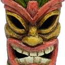 2 x Tiki Head Solar Statue Light for Garden Decor and Bar Decoration (Red)