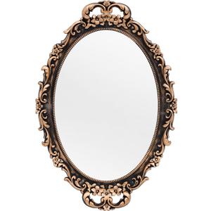 Tstarer Vintage Decorative Gold Framed Mirror, Wall Hanging Mirrors & Tabletop Tray for Bedroom Living Room Dresser Decor, Oval- 9.6" W x 14.3" L (Bronze)