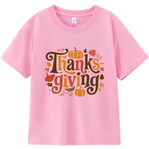 Thanksgiving Shirts for Toddler Boys Girls Kids 2-8T, Funny Turkey Pumpkin Dinos Truck Soft Cotton Short Sleeve Tee
