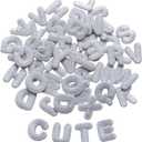 52pcs Iron on Letter Patches 0.7 inch, 2 Sets of 26 Embroidered Alphabet A-Z Patches for Clothing Jackets Hats Backpacks Jeans White