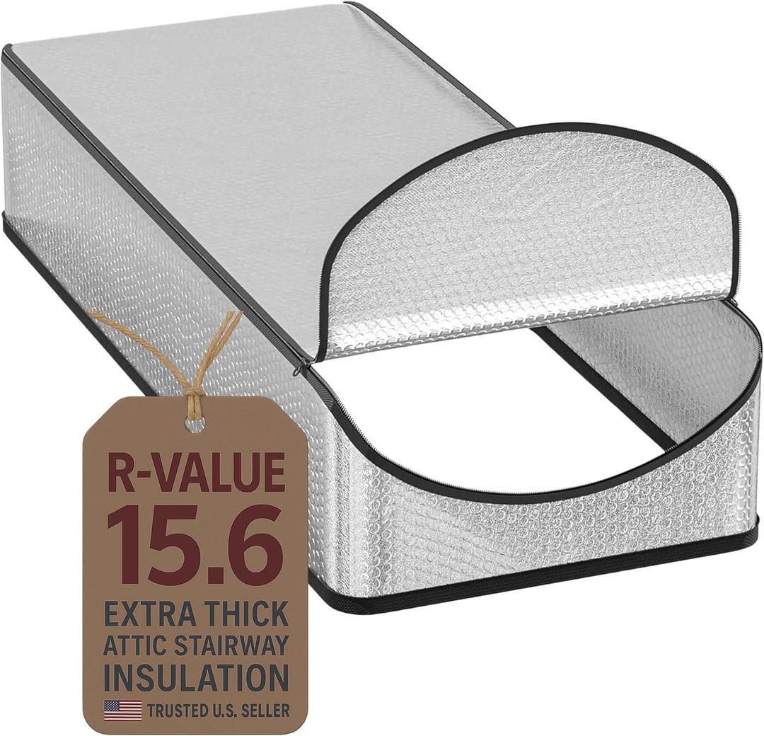 Attic Door Insulation Cover for Pull Down Ladder or Stair 25" x 54" x 11"- R-Value 15.6 Extra Thick Fire Proof Attic Tent Stairway Insulator with Easy Installation, Door Seal Hatch by Miloo