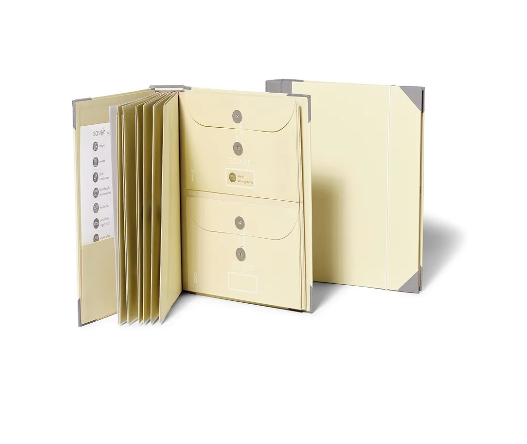 Savor | 2025 Edition The Folio™ Document Organizer | Custom Dyed Cloth-Bound Expanding File for Important Papers, Passports, Birth Certificates & More | Ideal for Home Organization & Graduation Gift