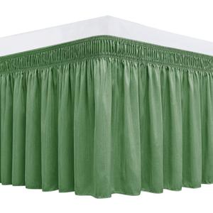 Biscaynebay Wrap Around Bed Skirts for Queen Size Beds 18" Drop, Sage Adjustable Elastic Dust Ruffles Easy Fit Wrinkle Resistant Silky Luxurious Fabric Machine Washable