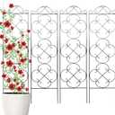 Garden Trellis 4 Pack 48'' H x 12.5'' W Metal Plant Climbing Trellis Suitable for Potted Plants Indoor and Outdoor Climbing Plants Flower Ivy Clematis Black