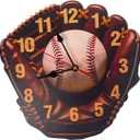 noxozoqm 2026 NEWBaseball Glove Wall Clock with,Wooden Printing,Silent Pointers,Using AA Batteries,Brown Leather Design,Living Room,Bedroom,Office Decoration (10 inches)