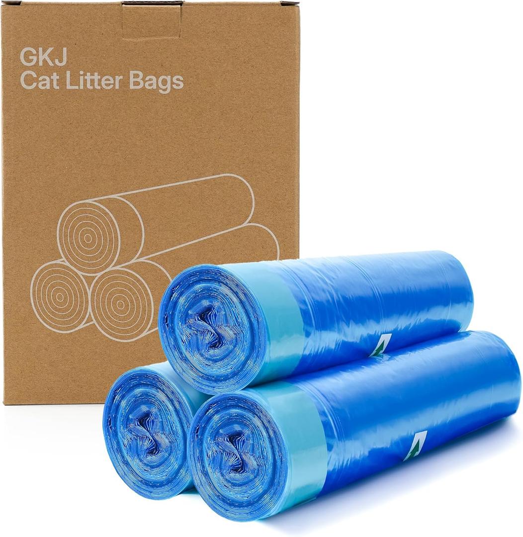 GKJ Cat Litter Refill Bags, 48pcs for Up to 12-Month Supply, Replaced Cat Waste Bags for Litter Trash Can, 7-Layer EVOH Odor Control, One-Pull Seal, No Twisting, No Tying