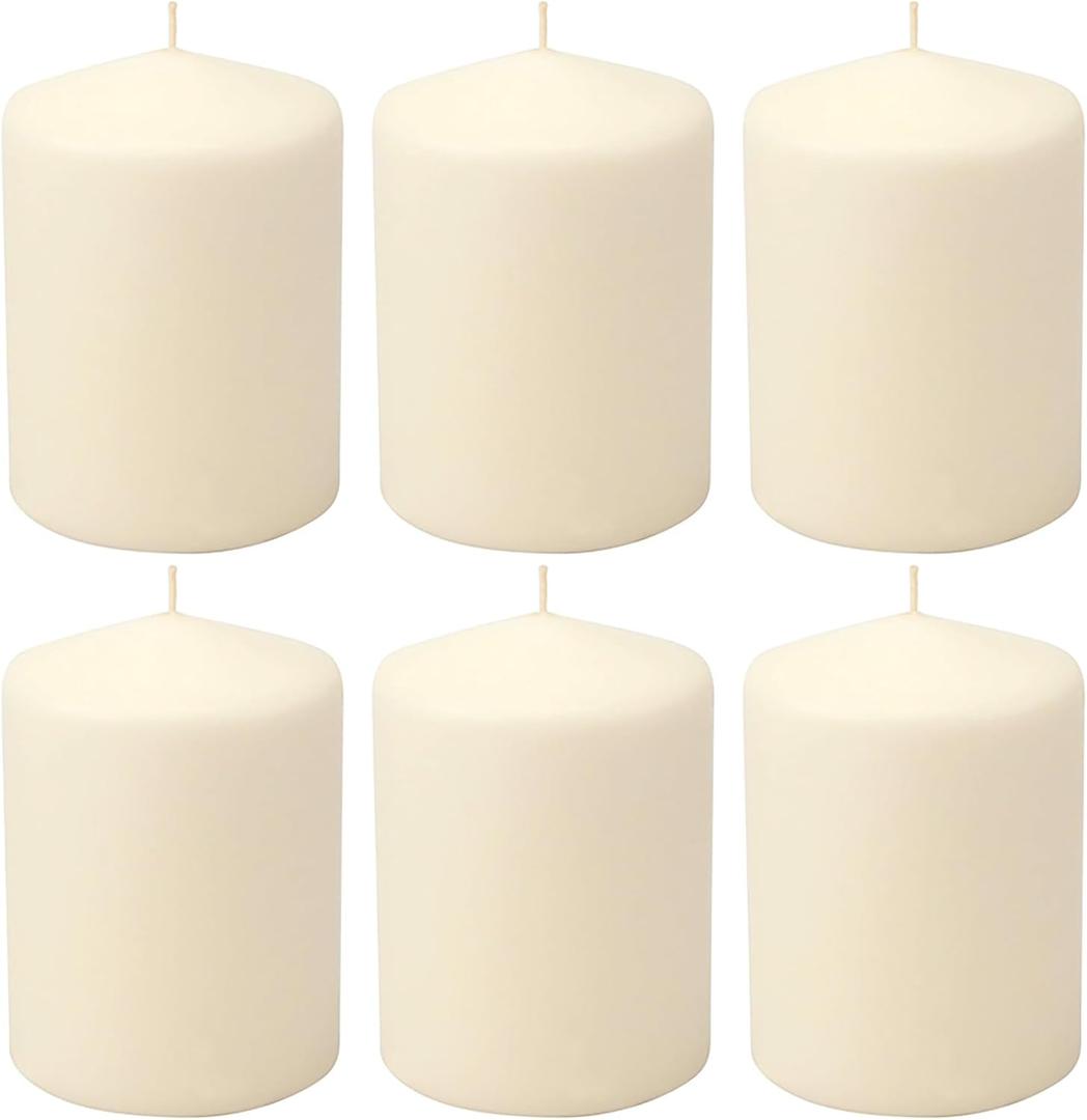 Stonebriar 35 Hour Long Burning Unscented Pillar Candles, 3x4, Ivory