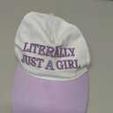 Newbachton Two-Toned Embroidered Literally Just A Girl Baseball Cap,Y2K Hat,White/Light Purple