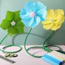 Gilprop 116 Pcs Crepe Paper Flower Stem DIY Kits Set, Include 9.8 x 98 in Crepe Paper Sheet 14.76 Ft Floral Iron Wire for Flower Making Birthday Parties Weddings Festival Decor(Blue)