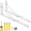 2PCS Folding Shelf Brackets,Heavy Duty Triangle Shelf Bracket for Bench Table,Wall Mounted Standing Shelf Brackets for Saving Place,Multi Size 16" White (16 Inch)