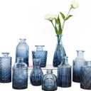 TBWIND 12Pcs Blue Glass Bud Vases Set, Small Vases for Flowers, Perfect for Centerpieces at Parties, Baby Showers, Weddings, Events, Graduation Season, Great Gifts for Office & Home Dcor