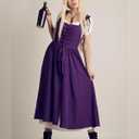 Scarlet Darkness Renaissance Costume Women Peasant Medieval Dress Short Sleeve Maxi Fairy Dresses with Pockets, 2XL