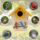 Wooden Bird Houses Bird House for Outside,Yellow Wood Bird House for Outdoors, 1.5" Entrance Hole Bird Houses for Garden Blue Bird Hummingbird Wren Cardinal Swallow Sparrow Finch