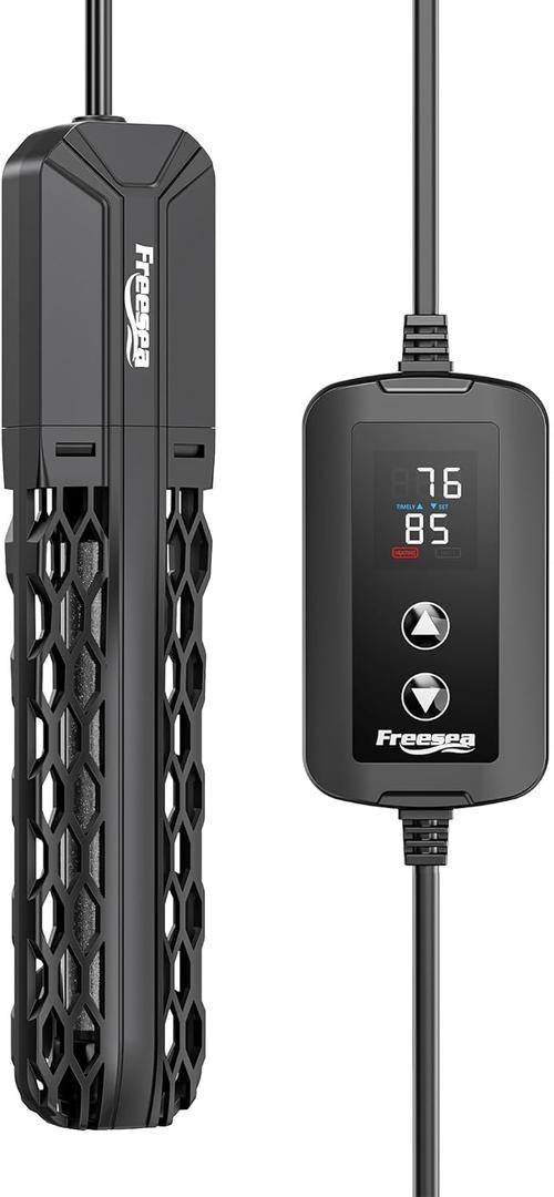 FREESEA Aquarium Heater for Fish Tank: 100W/200W/300W/500W Submersible Fish Tank Heaters with Over-Temperature and Off-Water Protection for 10-20 Gallon Saltwater and Freshwater
