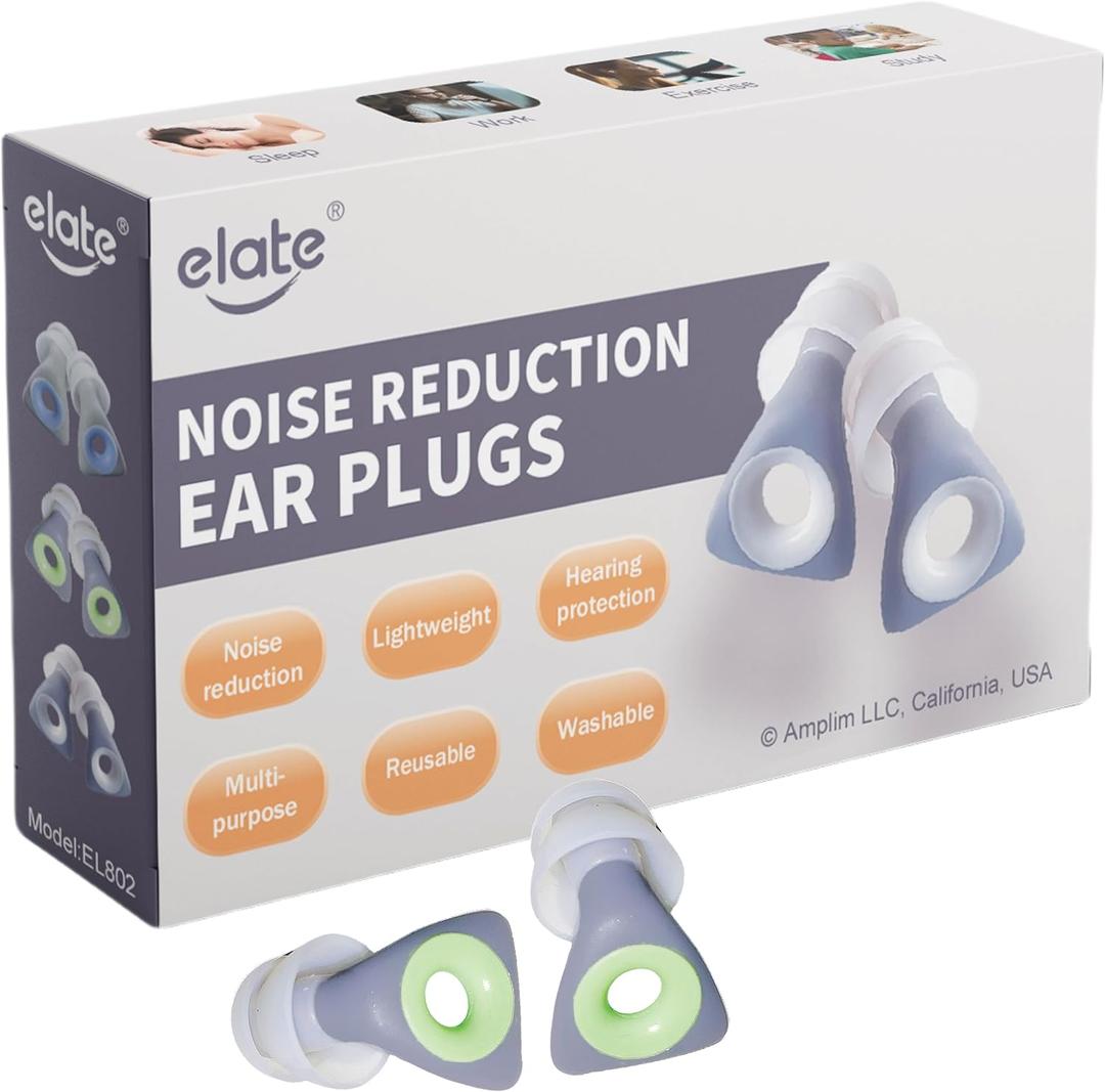 Elate Fashionable Customizable Silicone Ear Plugs with 3 Interchangeable Color Rings - Stylish Hearing Protection for Sleep, Study, Travel, Autism, ADHD, Concerts & Swimming - Grey (1 pair (Pack of 1))