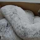 Calming Dog Bed Fluffy Plush Dog Mat for Furniture Protector with Removable Washable Cover for Large Medium Small Dogs and Cats (Large, Light Grey) (45.0"L x 37.0"W x 6.0"Th)