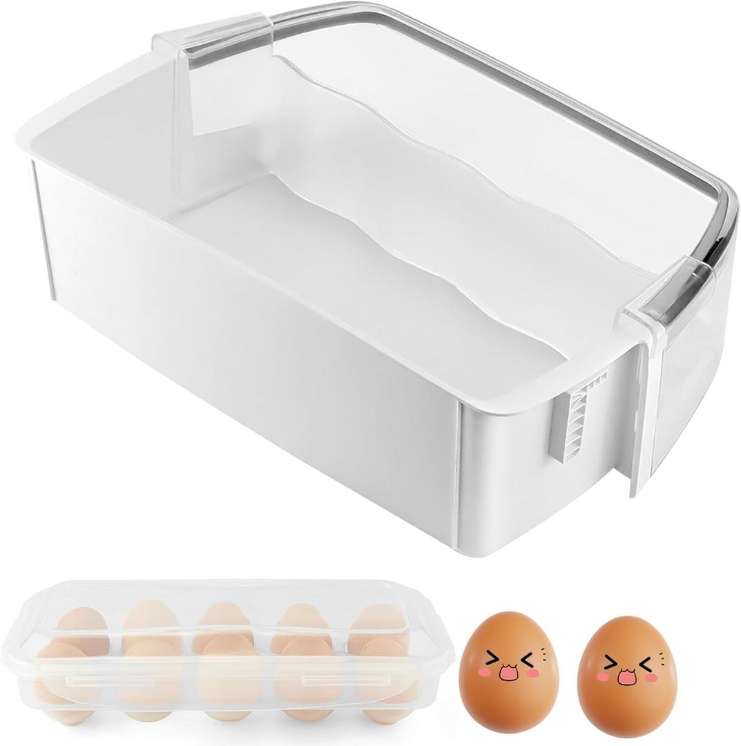 AAP73252202 Refrigerator Door Bin Compatible for L-G Ken-more Elite Refrigerator Parts by MIFLUS-Right AAP73252209 Ken-more Refrigerator Shelf Replacement-with Additional Egg Tray