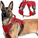 rabbitgoo Tactical Dog Harness for Large Dogs, No Pull Military Service Vest with Handle & Molle, Easy Control for Training Walking, Adjustable Reflective Straps, Red, XL