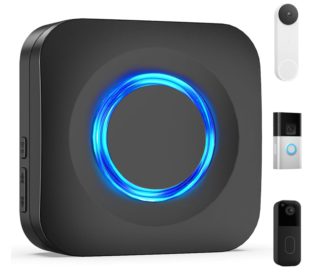 WIFI Wireless Doorbell Chime Compatible with Ring, Nest, Blink Video Doorbells, Smart Indoor Doorbell Receiver with 5 Adjustable Volume, LED Flash Alert, 58 Melodies for Home Security (1 Pack)