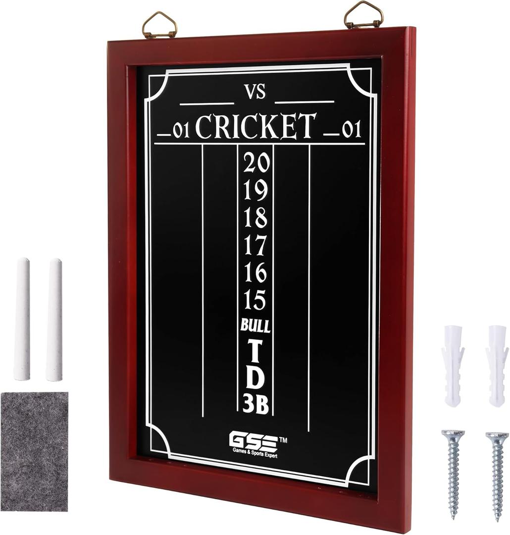 GSE Games & Sports Expert Chalk Dart Scoreboard for Dart Board Cricket & 01 Dart Games with Chalks and Chalk Wipe (Standard/Large)