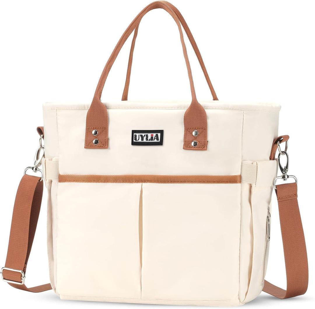 Lunch Bags for Women,Insulated Lunch Tote Bag with Adjustable Shoulder Strap, Lunch Box with Drinks Holder for Adults Men Work Picnic Beach Workout (Brown, Large)