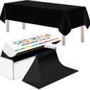 60 Inch X 100 Feet Plastic Table Cover Roll with Convenient Slide Cutter,Disposable Plastic Table Cloth Roll with Cut-to-Size Design for Weddings, Banquets, Parties (Black, 1200" x 60" Rectangular)