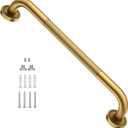 20 Inch Anti Slip Bronze Shower Grab Bar Polished Gold,ZUEXT Antique Brass Bathroom Grab Bar, Knurled Bathroom Balance Bar, Safety Hand Rail Support Handicap Elderly Injury Senior Assist Bath Handle (20IN-1P)