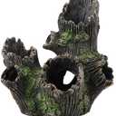 Aquarium Tree Trunk, Hollow Landscape Stump Wood House Resin Ornament Hideout Caves Rocks Decor Fish Tank Hole Stone Decoration Accessories Betta Cichlid Turtles Small Lizards Reptiles Amphibians (Type 1)
