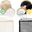Stuffed Animal Storage Net for Kids, Bedside Toy Organizer Net - Neatly Store Your Stuffed Animals, Cotton Bedside Stuffed Animal Storage Net with Tether, Stretches up to 35 Inches, Beige