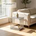 Chrome Side Table, Metal Stainless Steel Side Table with Mirror Finish for Living Room Bedroom, Small Space-Saving Nightstand with Storage Shelf, Square Accent Table for Couch Office, 14"D x 14"W x 20"H