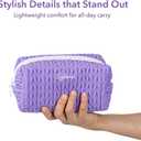 Sylune Knitty Bag  Blue Quilted Makeup Bag for Women, Lightweight Waterproof Cosmetic Organizer, Soft Nylon Travel Pouch, Elegant Gift Choice