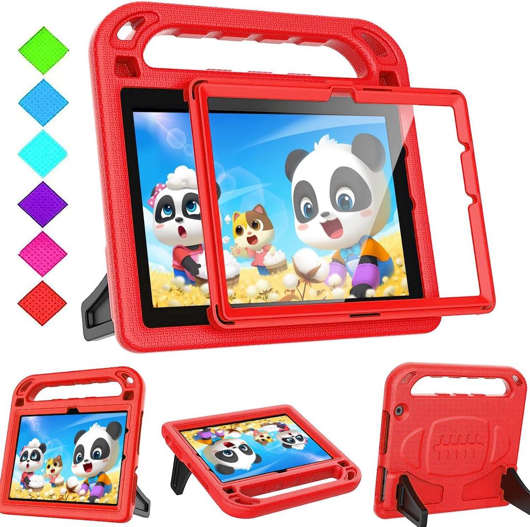 BMOUO Kids Case for Fire HD 10 Tablet (13th/11th Generation, 2023/2021) with Screen Protector, Shockproof Case for Amazon Fire HD 10 Tablet - Red