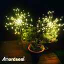 Anordsem Solar Lights Outdoor Decorative: Bendable Copper Wire with 120 LED Firework Beads - Waterproof 2 Warm Lighting Modes Yard Garden Patio - Christmas Gifts for Homeowner Over 30