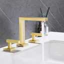 Brushed Gold Bathroom Sink Faucet 3-Hole,8-inch Widespread Bath Vanity Faucet with Overflow Pop Up Drain,2-Handle 304 Stainless Steel Touch On Faucets
