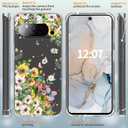 for Google Pixel 9 Pro Case Camera Lens Protector, [Marble Slim]+[Anti-Drop Shockproof Protective] Soft TPU Women Stylish Pixel 9Pro Phone Covers 2024 6.34 Inch (Flowers Sea)