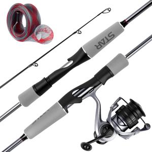 Fishing Rod and Reel Combo, Baitcaster Spinning Rod Combo Fishing Rod and Reel Combo with EVA Handle,Stainless Steel Guides,Ceramic Rings,Rod Sleeve for Freshwater Saltwater Fishing 6.6 Feet M-2000 Reel