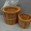 Domensi 3 Pcs Fall Porch Decor Wood Planters Woven Striped Flower Pot