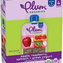 Plum Organics Stage 2 Organic Baby Food - Apple, Raspberry, Spinach, and Greek Yogurt - 3.5 oz Pouch (Pack of 8) - Organic Fruit and Vegetable Baby Food Pouch Oct 03/ 2025