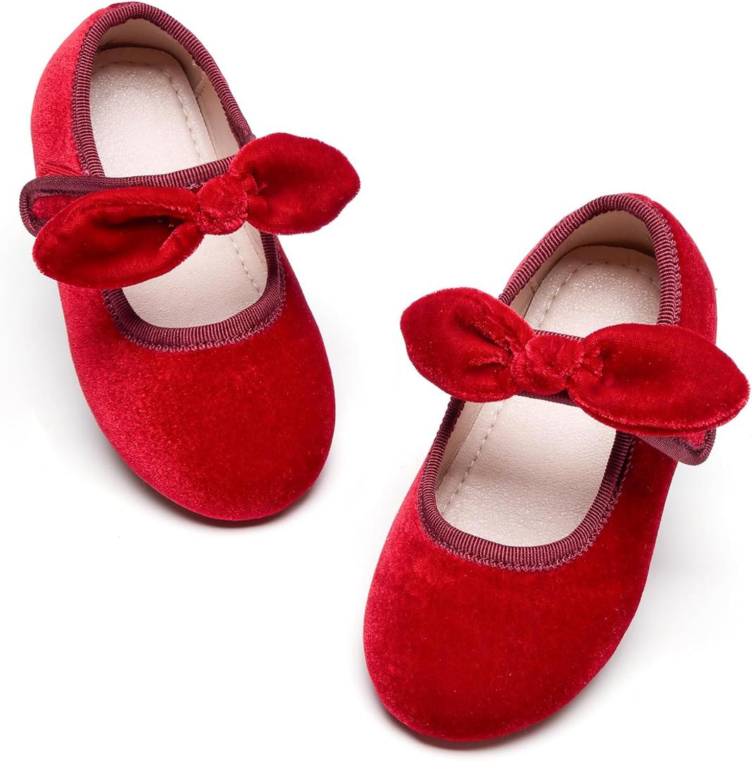 Kiderence Little Toddler Girls Dress Shoes Ballerina Ballet Flats Kids Mary Janes (Ck321 Red) size 10M
